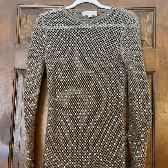 Michael by Michael Kors Brown 100% Cotton Sequin Sweater Size S - Picture 11 of 16
